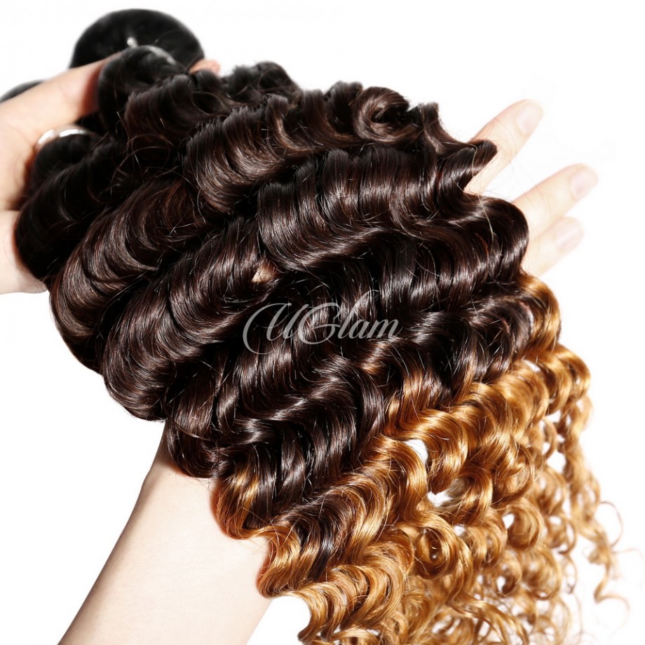 T1B/4/30 Ombre Virgin Deep Wave Human Hair Bundles