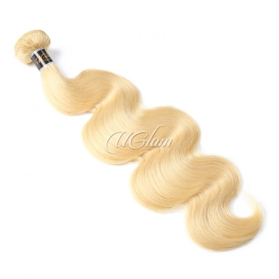 Human Hair Bundles With 13x4 Lace Frontal Closure Honey Blonde #613 Color Body Wave