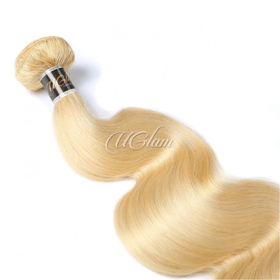 Human Hair Bundles With 13x4 Lace Frontal Closure Honey Blonde #613 Color Body Wave