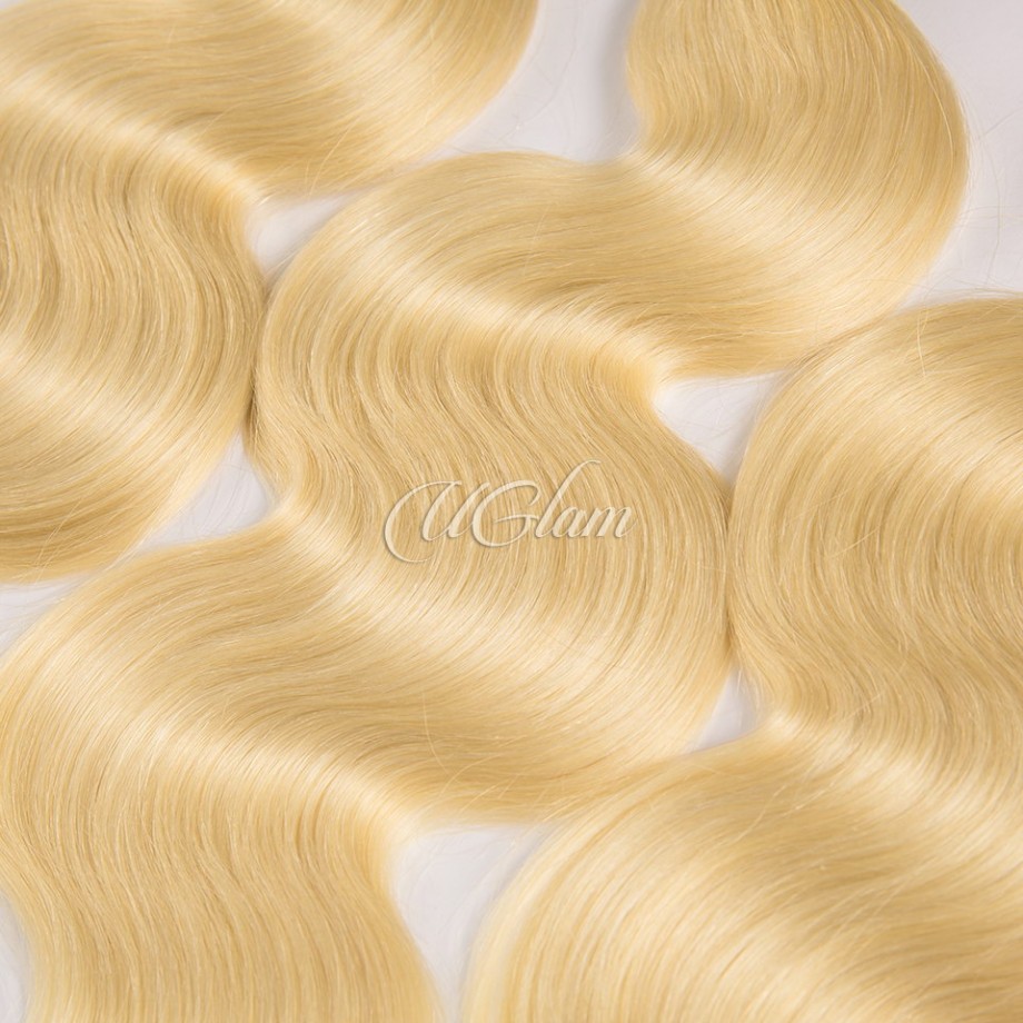 Virgin Ombre Black & #613 Color Body Wave Human Hair Bundles 