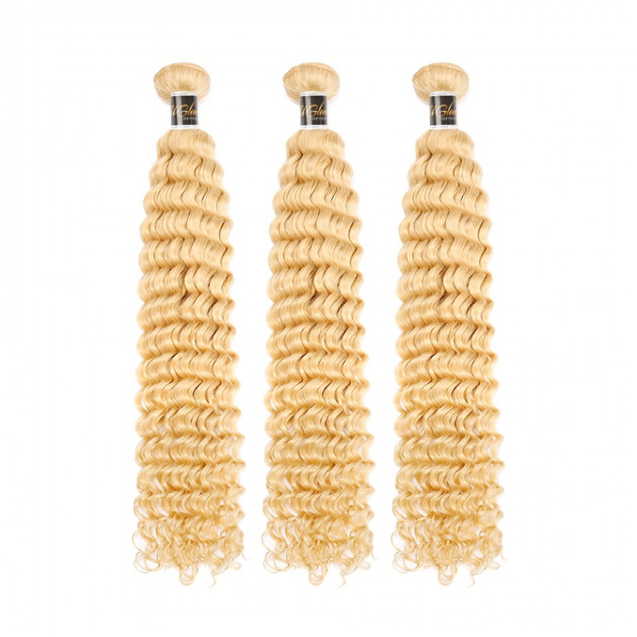 Uglam Honey Blonde #613 Color Deep Wave Bundles Deal