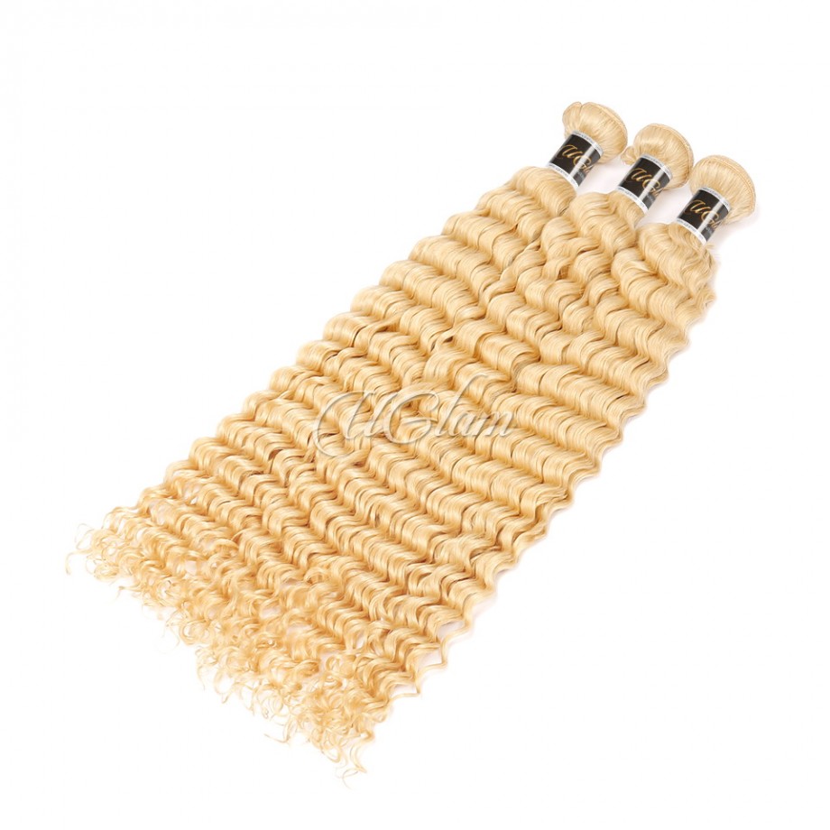 Uglam Honey Blonde #613 Color Deep Wave Bundles Deal