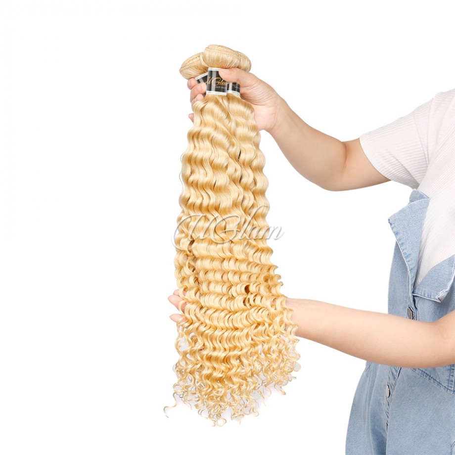 Uglam Honey Blonde #613 Color Deep Wave Bundles Deal
