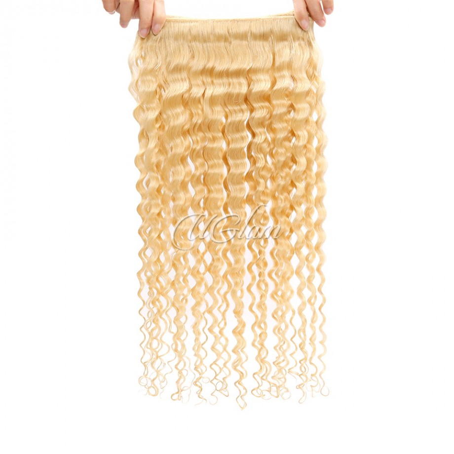 Uglam Honey Blonde #613 Color Deep Wave Bundles Deal