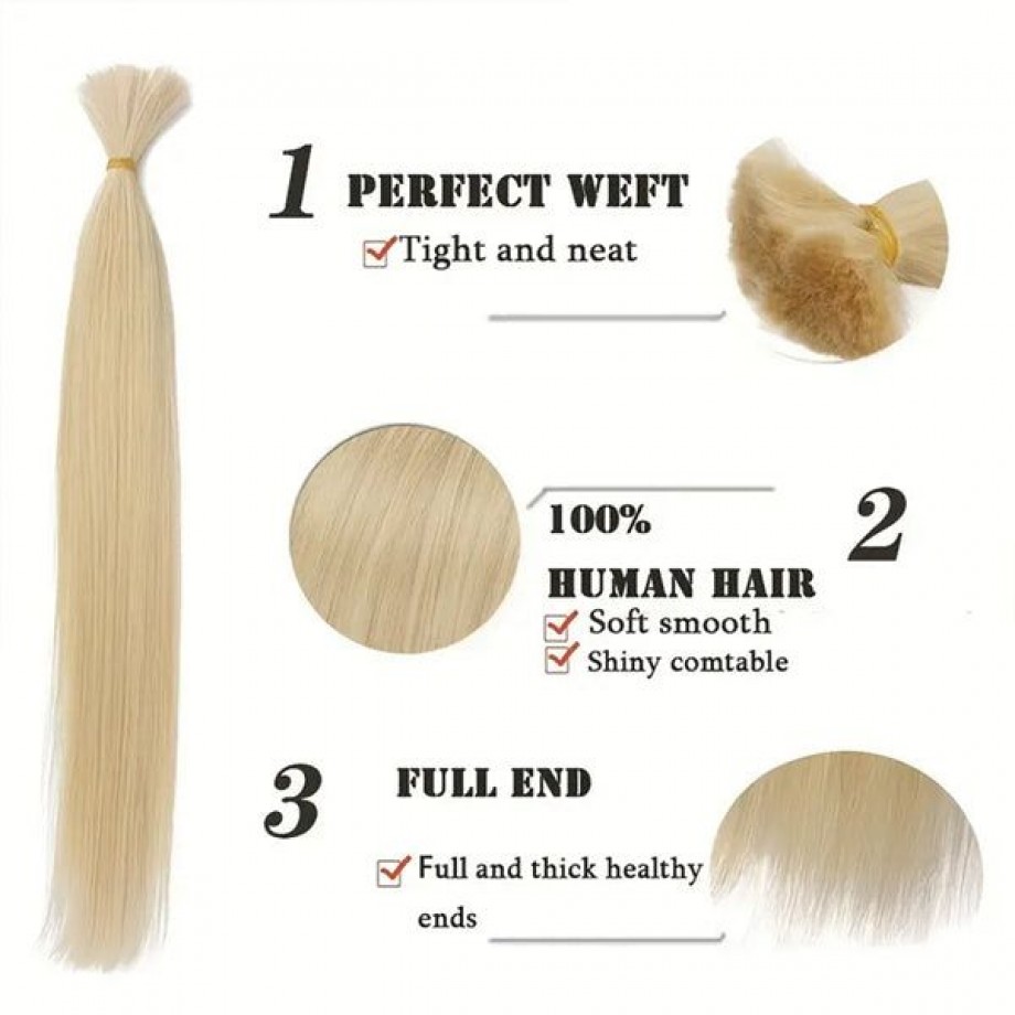 Uglam #613 Blonde Human Braiding Hair Bulk Original 100% Human Hair Extension 1kg