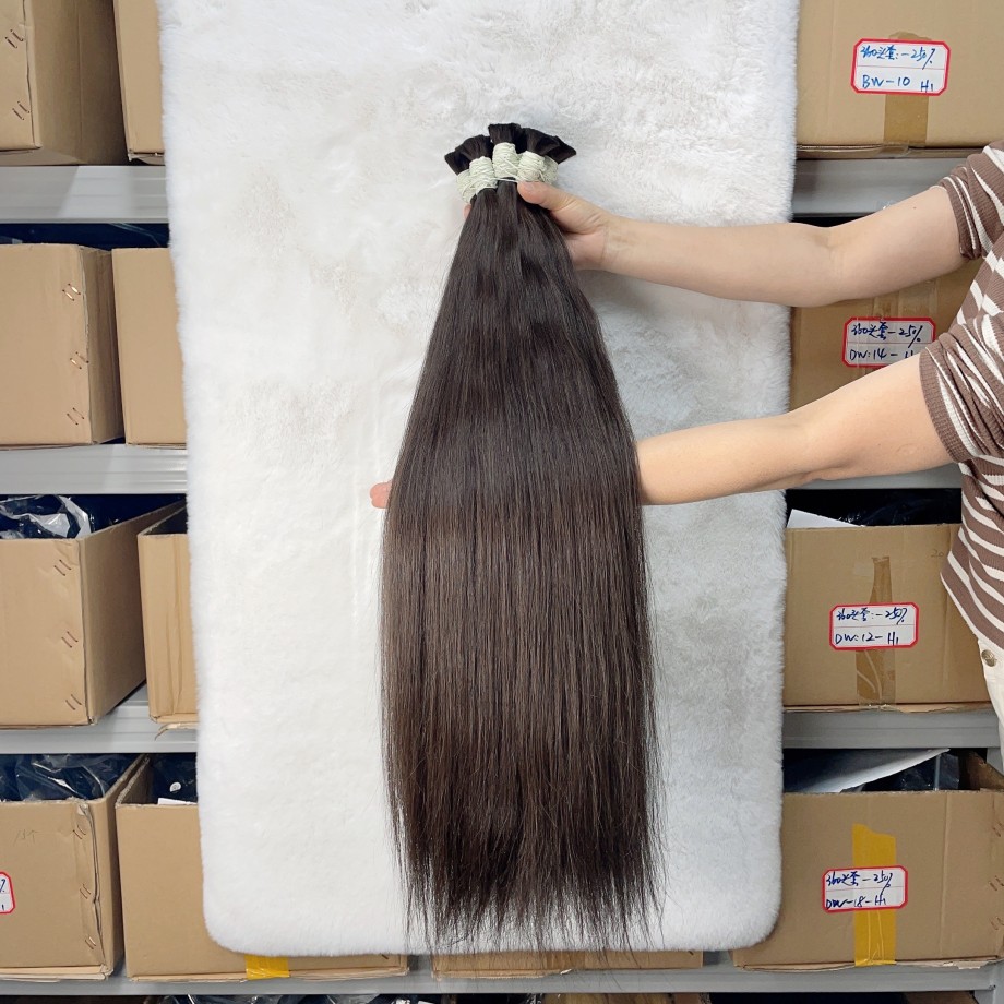 Uglam 2# Brown Hair Bulk Wholesale Human Hair  Straight for Braiding Extension 1kg