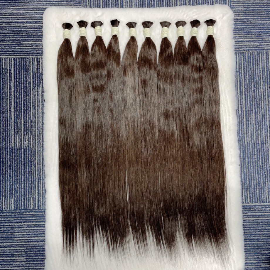 Uglam 2# Brown Hair Bulk Wholesale Human Hair  Straight for Braiding Extension 1kg