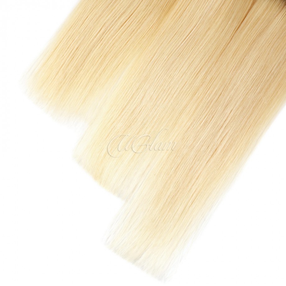 Uglam Ombre Hair Black And #613 Color Straight Bundles Deal