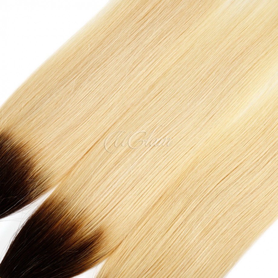 Uglam Ombre Hair Black And #613 Color Straight Bundles Deal