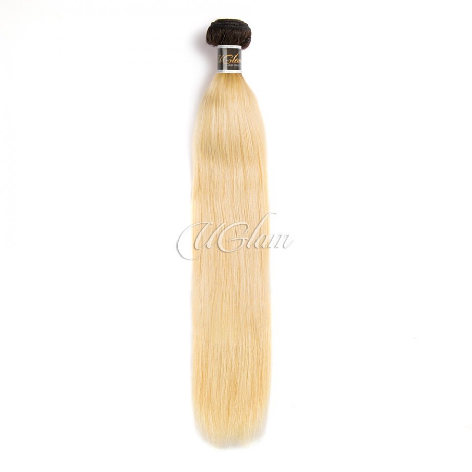 Virgin Ombre Black & #613 Color Straight Human Hair Bundles 