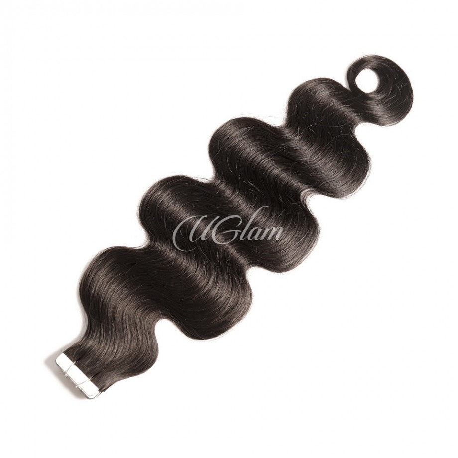 Uglam 1B Hair Tape in Hair Extensions Human Hair Body Wave(（20pcs/Set）
