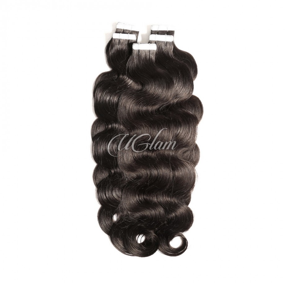 Uglam 1B Hair Tape in Hair Extensions Human Hair Body Wave(（20pcs/Set）