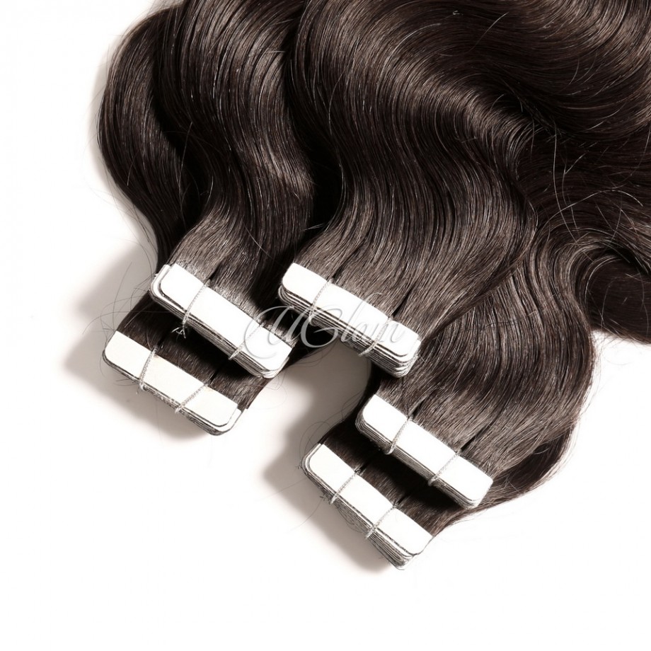 Uglam 1B Hair Tape in Hair Extensions Human Hair Body Wave(（20pcs/Set）