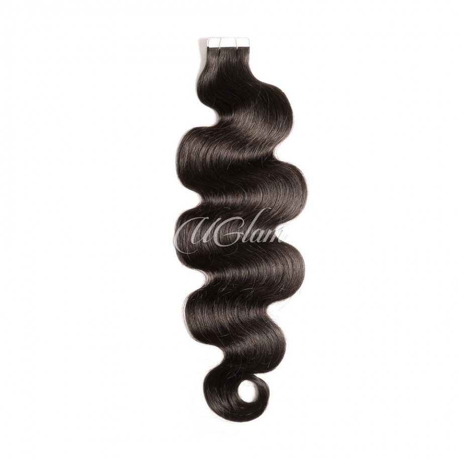Uglam 1B Hair Tape in Hair Extensions Human Hair Body Wave(（20pcs/Set）