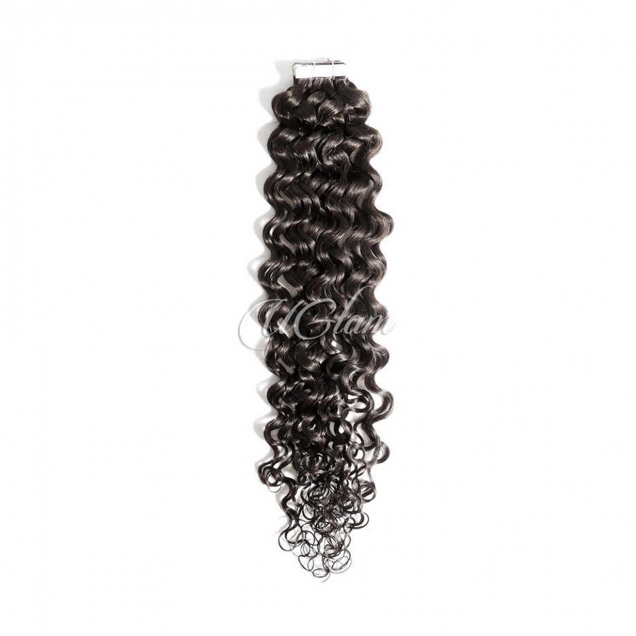 Uglam 1B Hair Tape in Hair Extensions Human Hair Water Wave(（20pcs/Set）