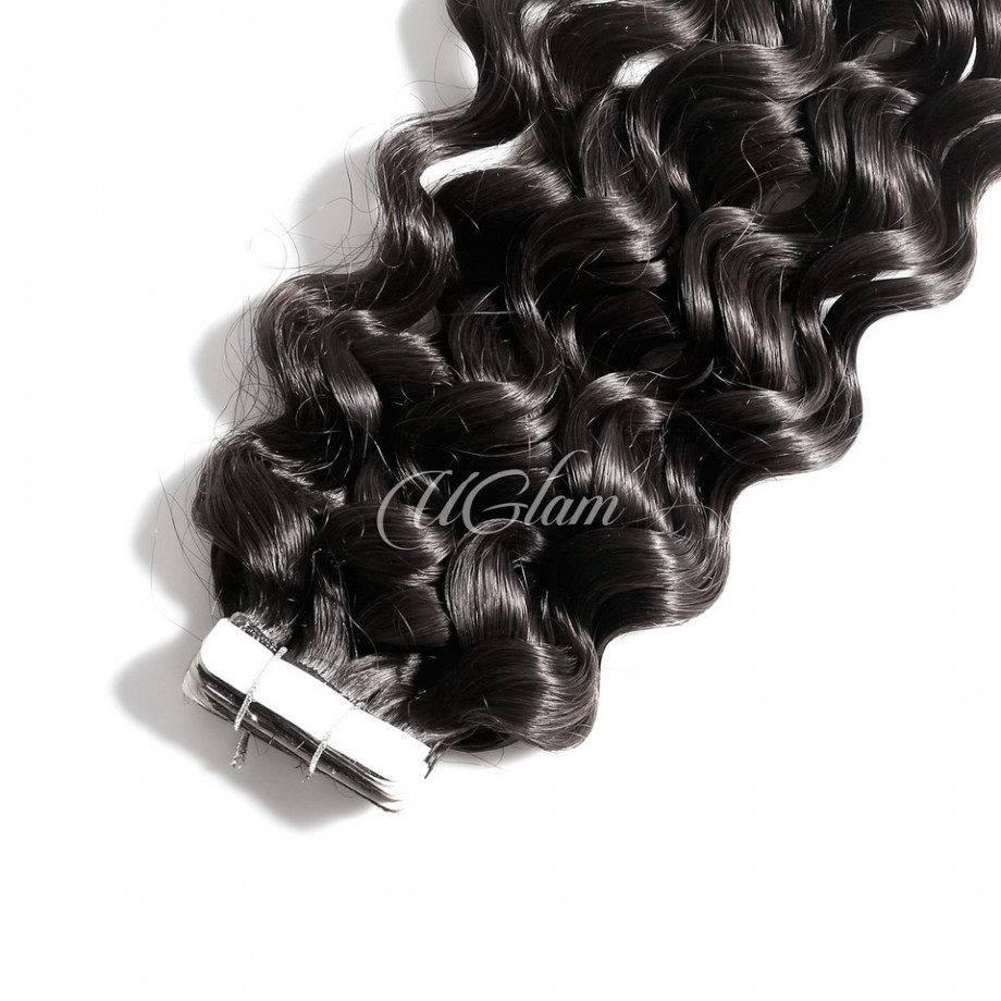 Uglam 1B Hair Tape in Hair Extensions Human Hair Water Wave(（20pcs/Set）