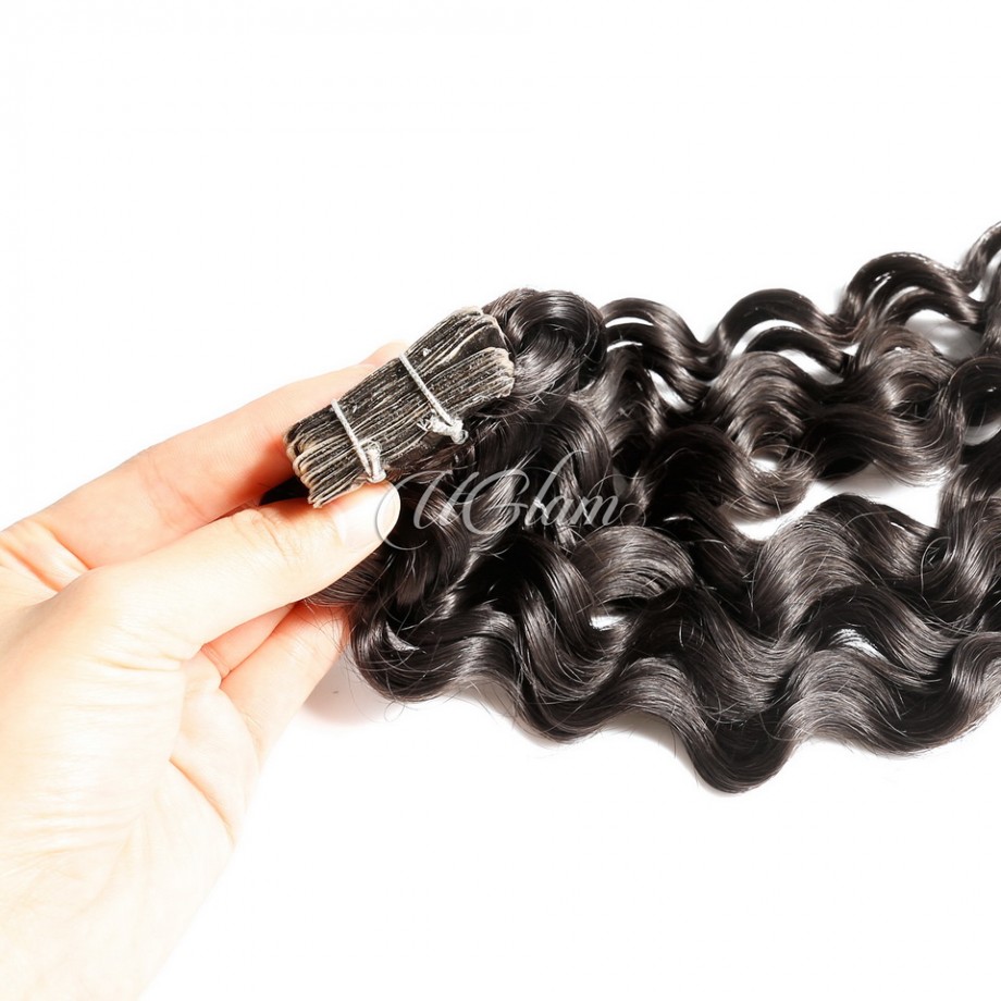 Uglam 1B Hair Tape in Hair Extensions Human Hair Water Wave(（20pcs/Set）