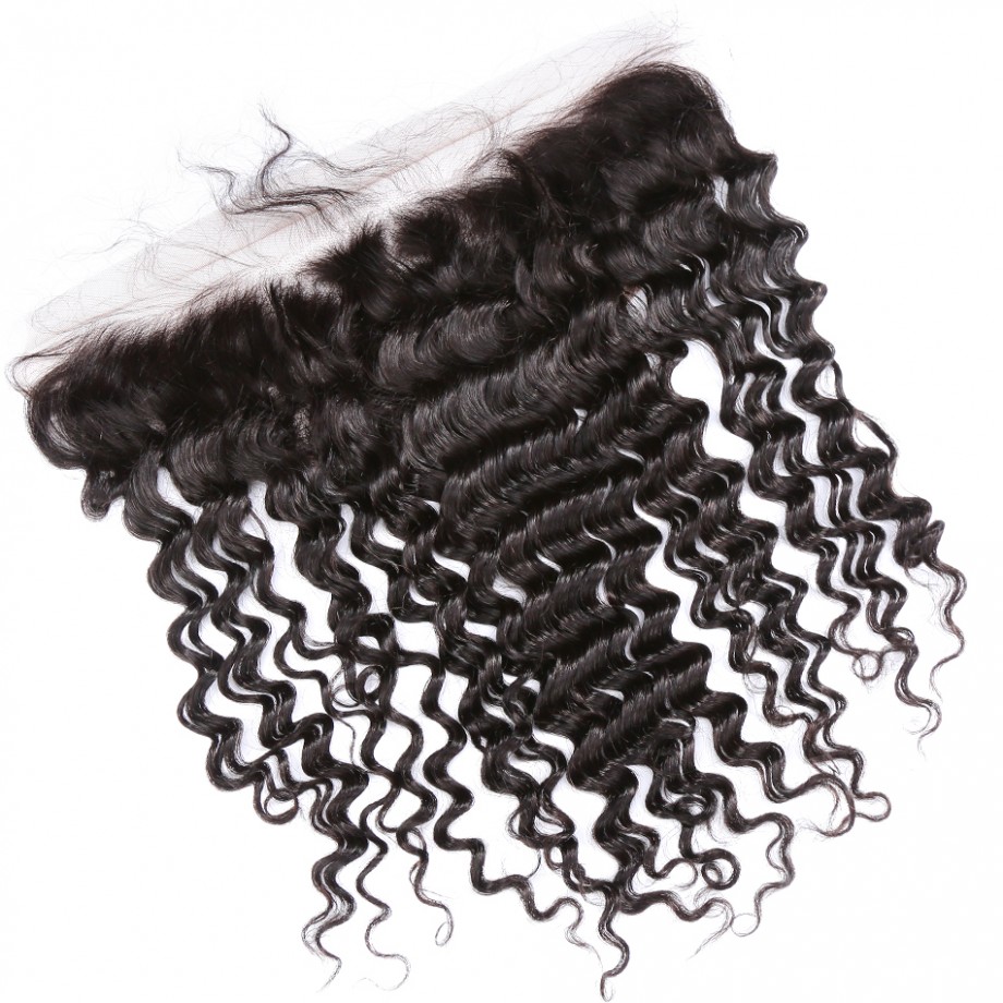 Uglam 13X4 Medium Brown Lace Frontal  Deep Wave 
