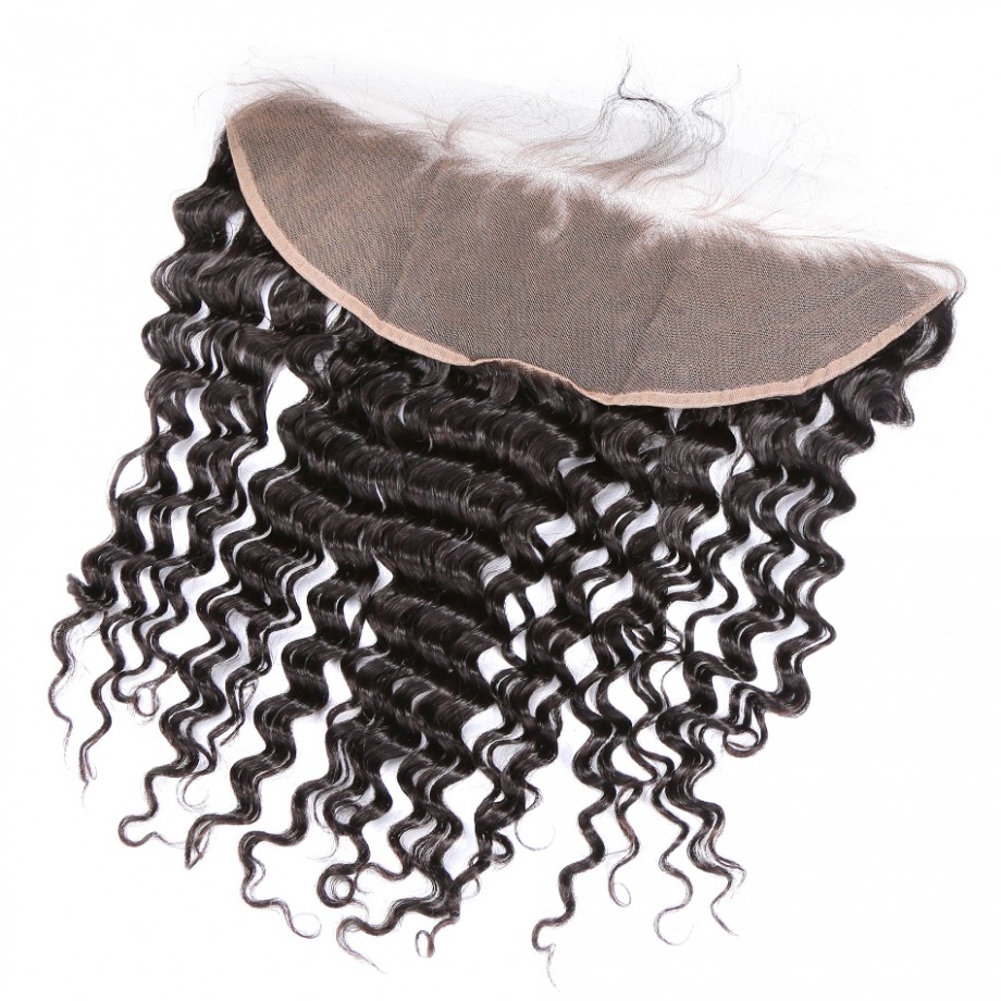 Uglam 13X4 Medium Brown Lace Frontal  Deep Wave 