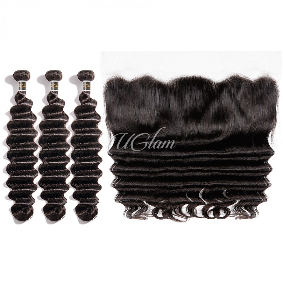 Uglam 13x4 Lace Front Closure With Bundles Loose Deep Sexy Formula