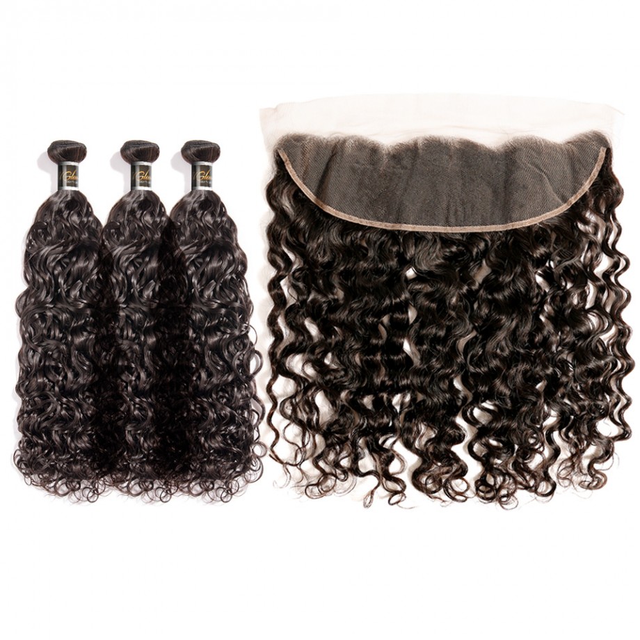 Uglam 13x4 Lace Front With Bundles Water Wave 