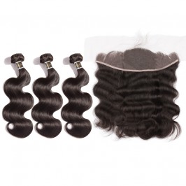 13x4 Transparent&HD Lace Frontal With Virgin Hair Bundles Body Wave