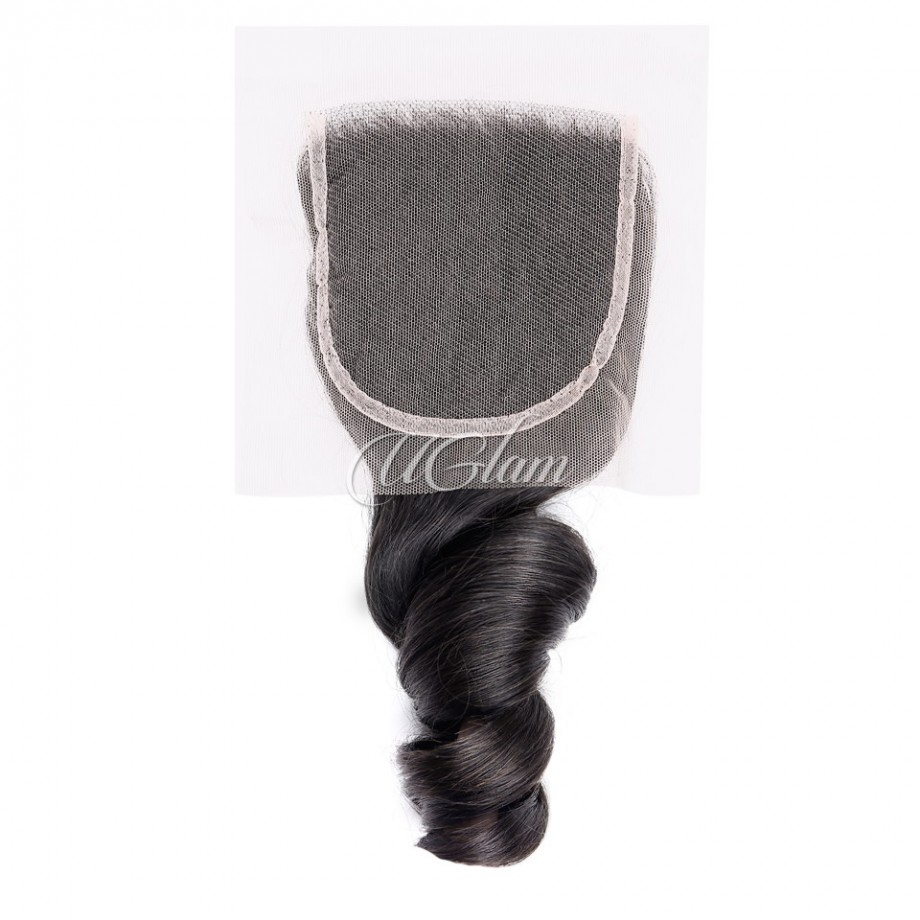 Uglam 4x4 Lace Closure With Bundles Loose Wave 