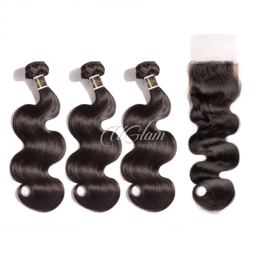 Uglam Sexy Formula 4x4 Silk Base Closure With Bundles Body Wave 