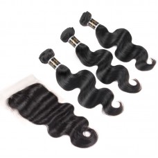 Uglam Sexy Formula 4x4 Silk Base Closure With Bundles Body Wave 