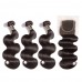 Vrigin Body Wave Hair Bundles With 4x4 Transparent&HD Lace Closure