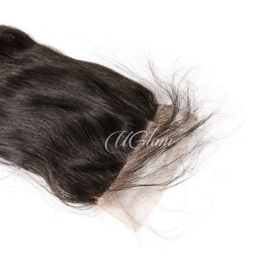 Uglam Double Drawn Bundles With 4X4 Lace Closure Loose Deep Wave