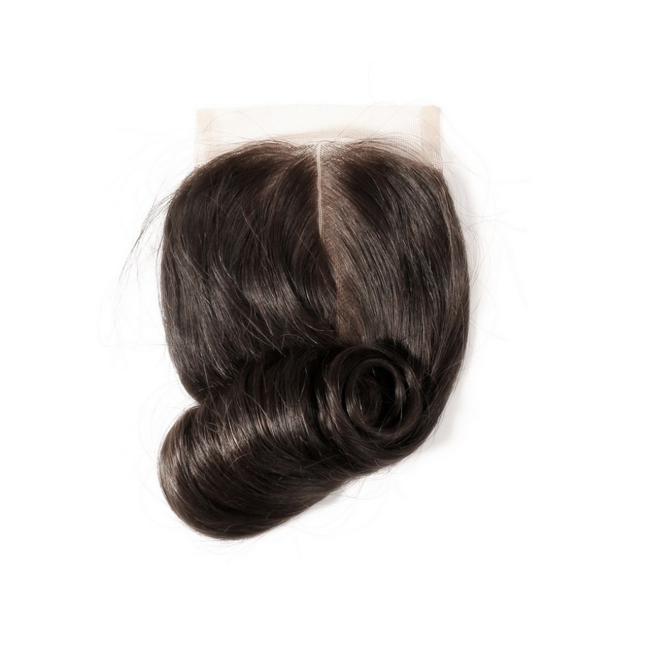 Uglam Double Drawn Bundles With 4X4 Lace Closure Egg Curly