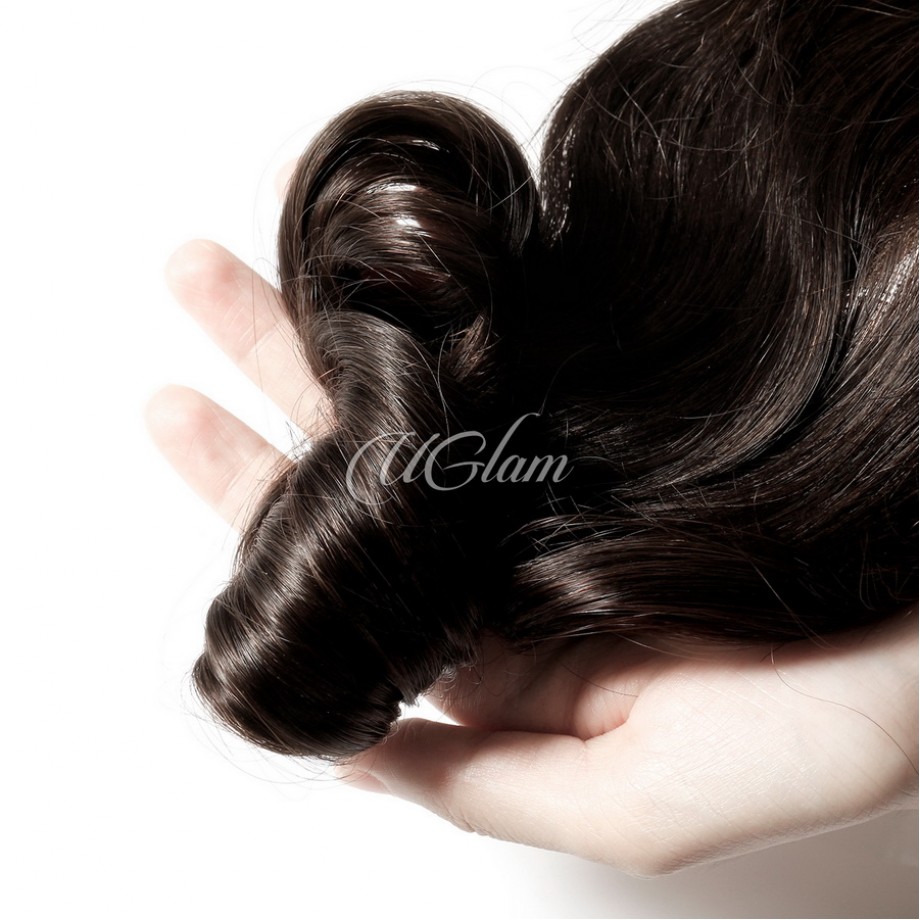 Uglam Double Drawn Bundles With 4X4 Lace Closure Egg Curly