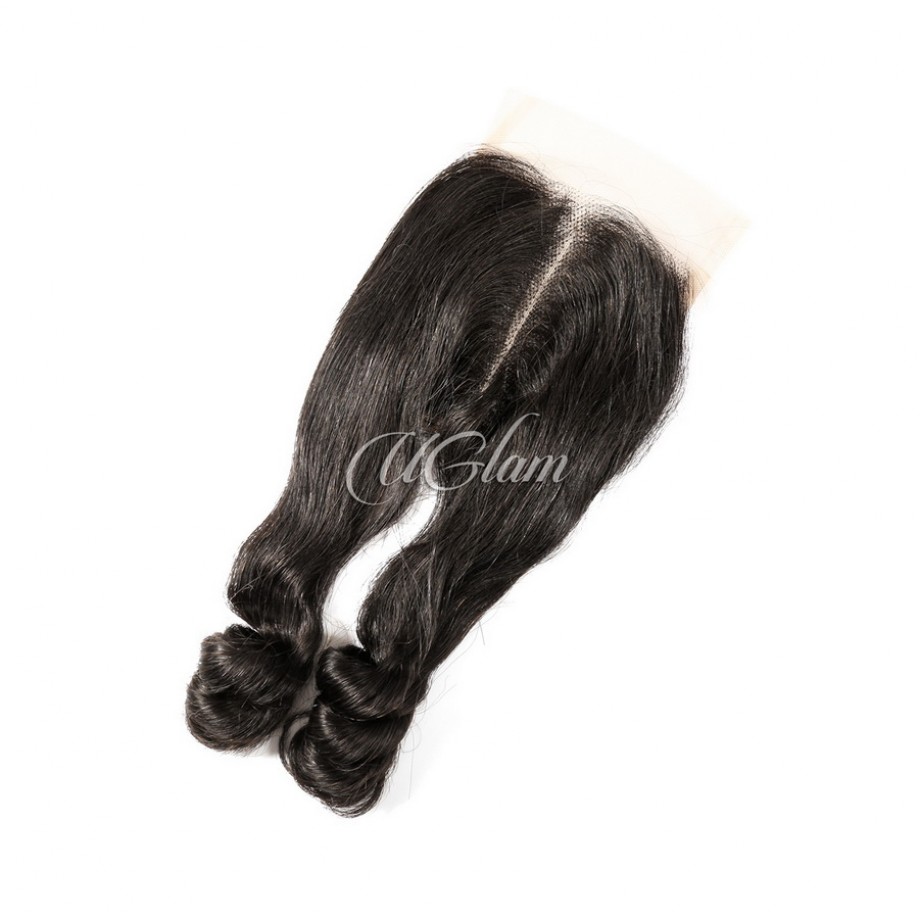 Uglam Double Drawn Bundles With 4X4 Lace Closure Magic Curly