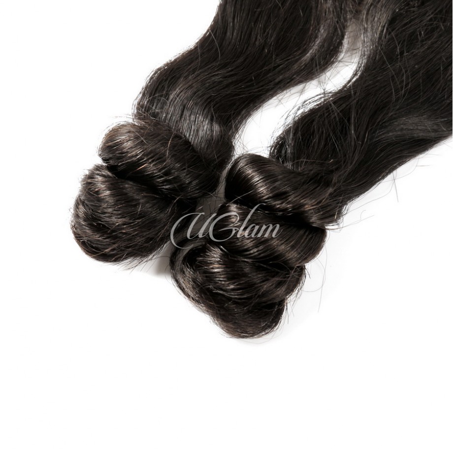Uglam Double Drawn Bundles With 4X4 Lace Closure Magic Curly