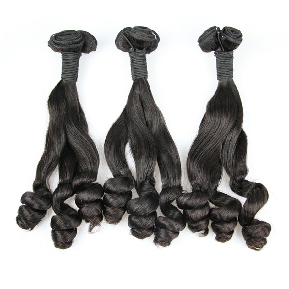 Uglam Double Drawn Bundles With 4X4 Lace Closure Magic Curly