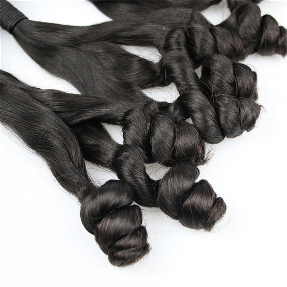 Uglam Double Drawn Bundles With 4X4 Lace Closure Magic Curly