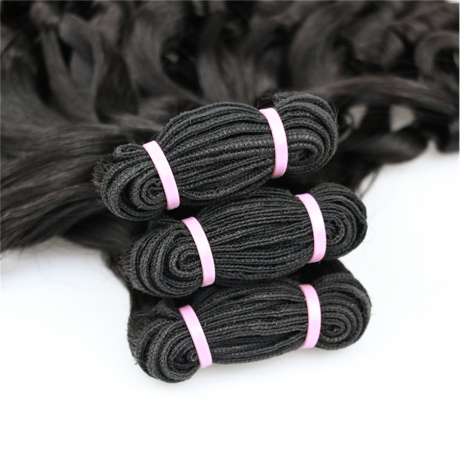 Uglam Double Drawn Bundles With 4X4 Lace Closure Rose Curly