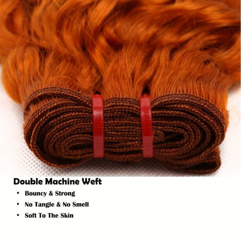 Ginger Bundles Human Hair #350 Orange Color  Water Wave 100% Human Hair 