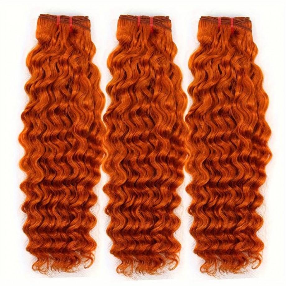 Ginger Bundles Human Hair #350 Orange Color  Water Wave 100% Human Hair 