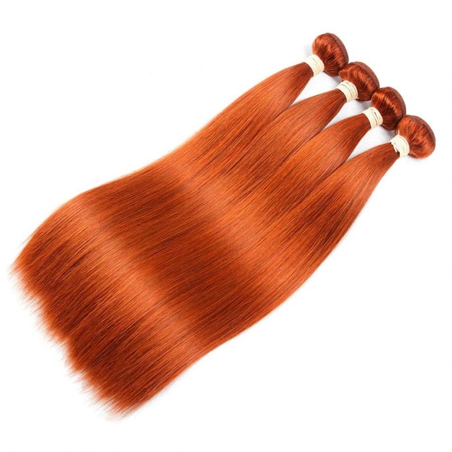Ginger Bundles Human Hair #350 Orange Color Straight 100% Human Hair 