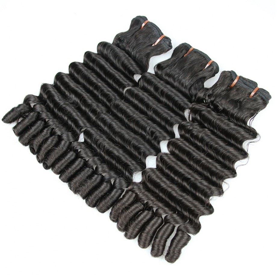Uglam 3/4pcs Double Drawn Bundles Deep Wave Virgin Human Hair