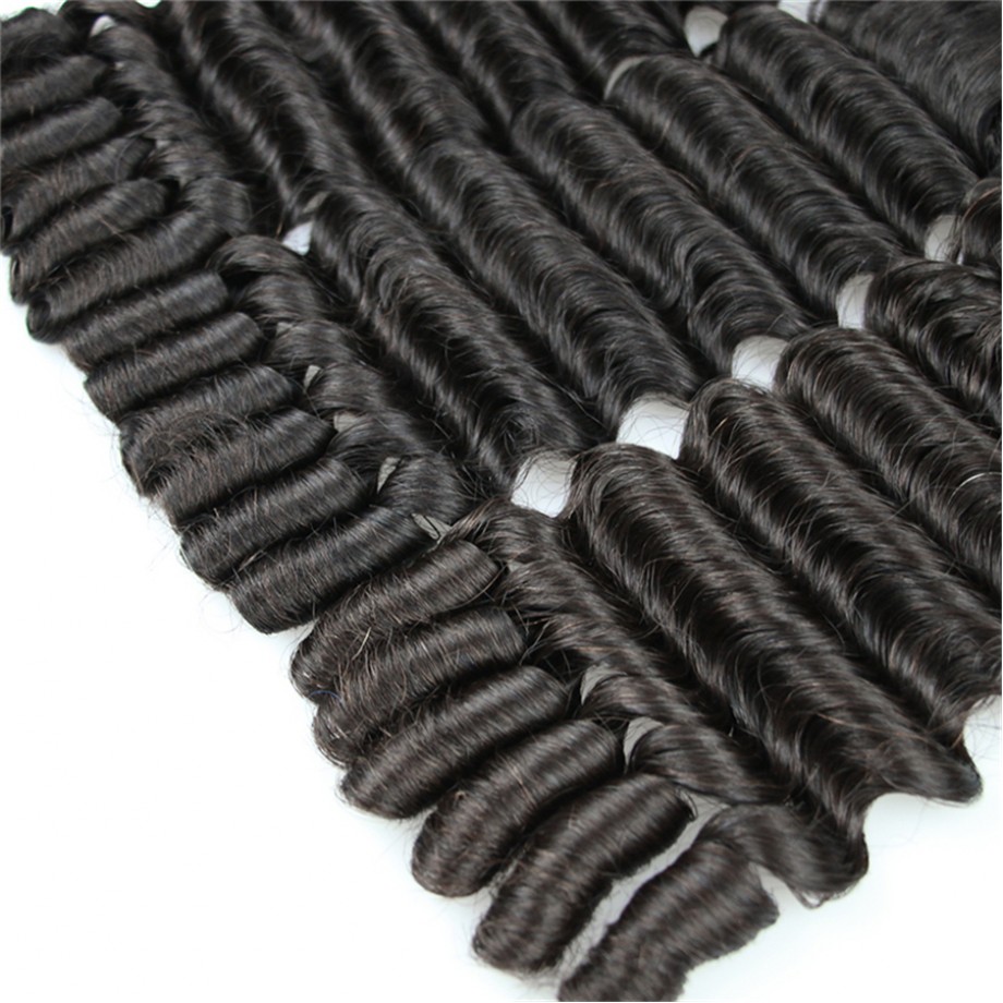 Uglam 3/4pcs Double Drawn Bundles Deep Wave Virgin Human Hair