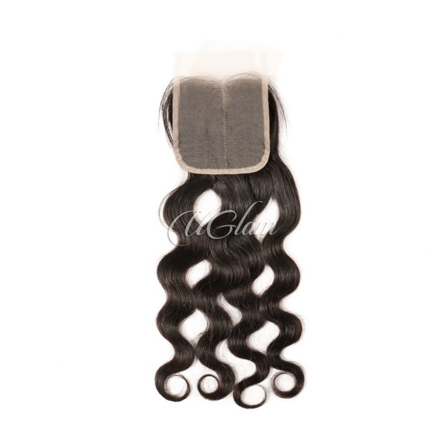 Uglam Double Drawn Bundles With 4X4 Lace Closure Body Wave