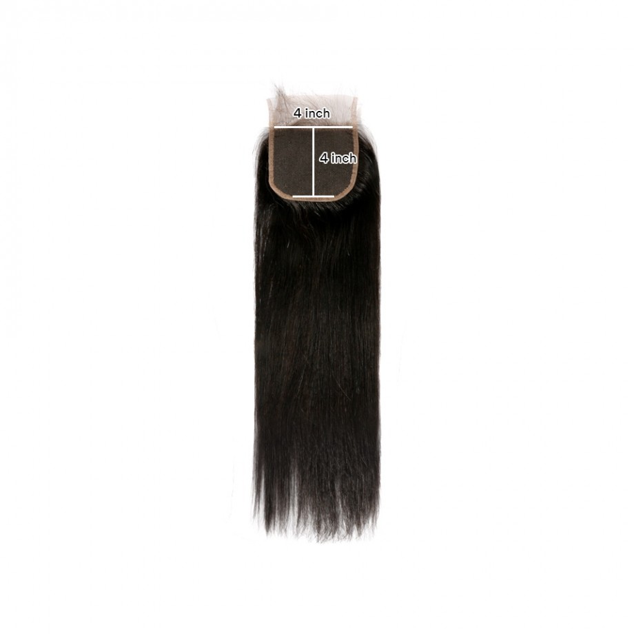 Uglam Double Drawn Bundles With 4X4 Lace Closure Straight