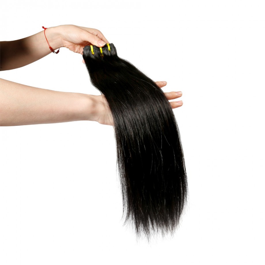Uglam Double Drawn Bundles With 4X4 Lace Closure Straight