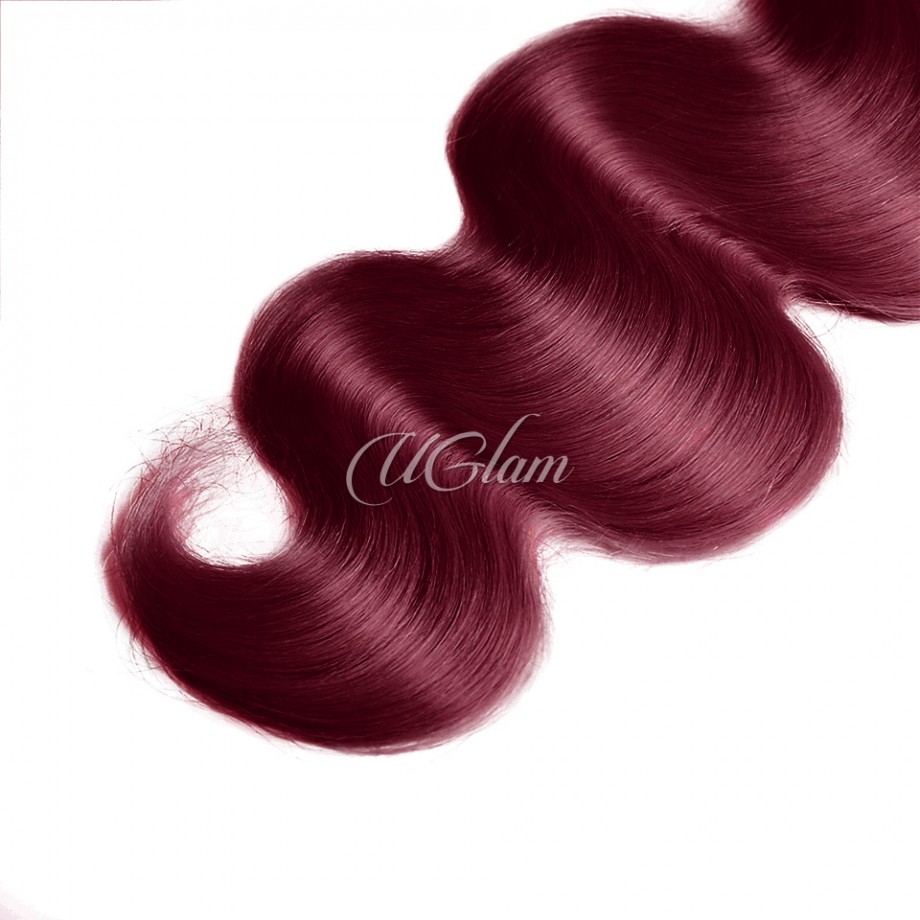Uglam  99J# Burgundgy Body Wave 1/3/4 PCS Virgin Human Hair Bundles