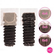 4x4 5x5 6x6 7x7 HD Lace Closure Deep Wave Curly Humanhair