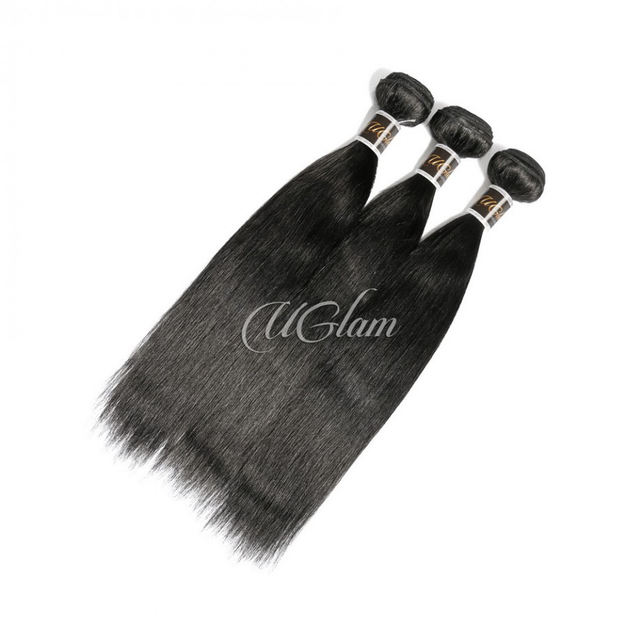 Uglam 3/4pcs Black Bundles Straight Hair Bundles Color#1