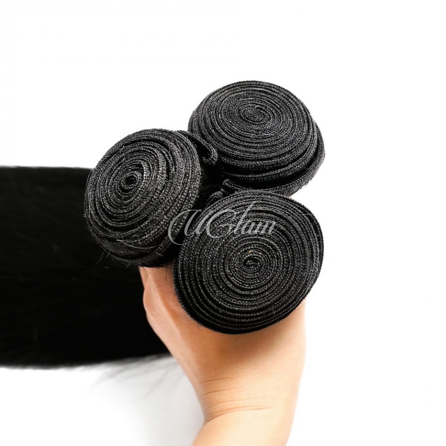 Uglam 3/4pcs Black Bundles Straight Hair Bundles Color#1